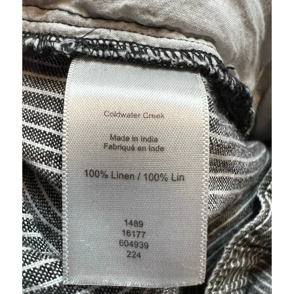 Coldwater Creek grey stripe linen capri pants with pockets size L petite